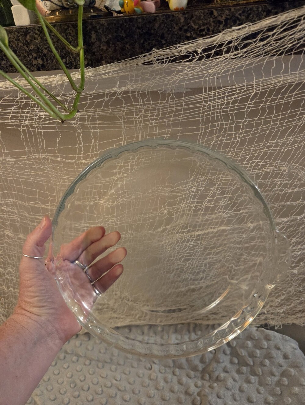 Vintage Pyrex 229 Flavor Saver 9.5 Inch Clear Glass Fluted Deep Pie Dish